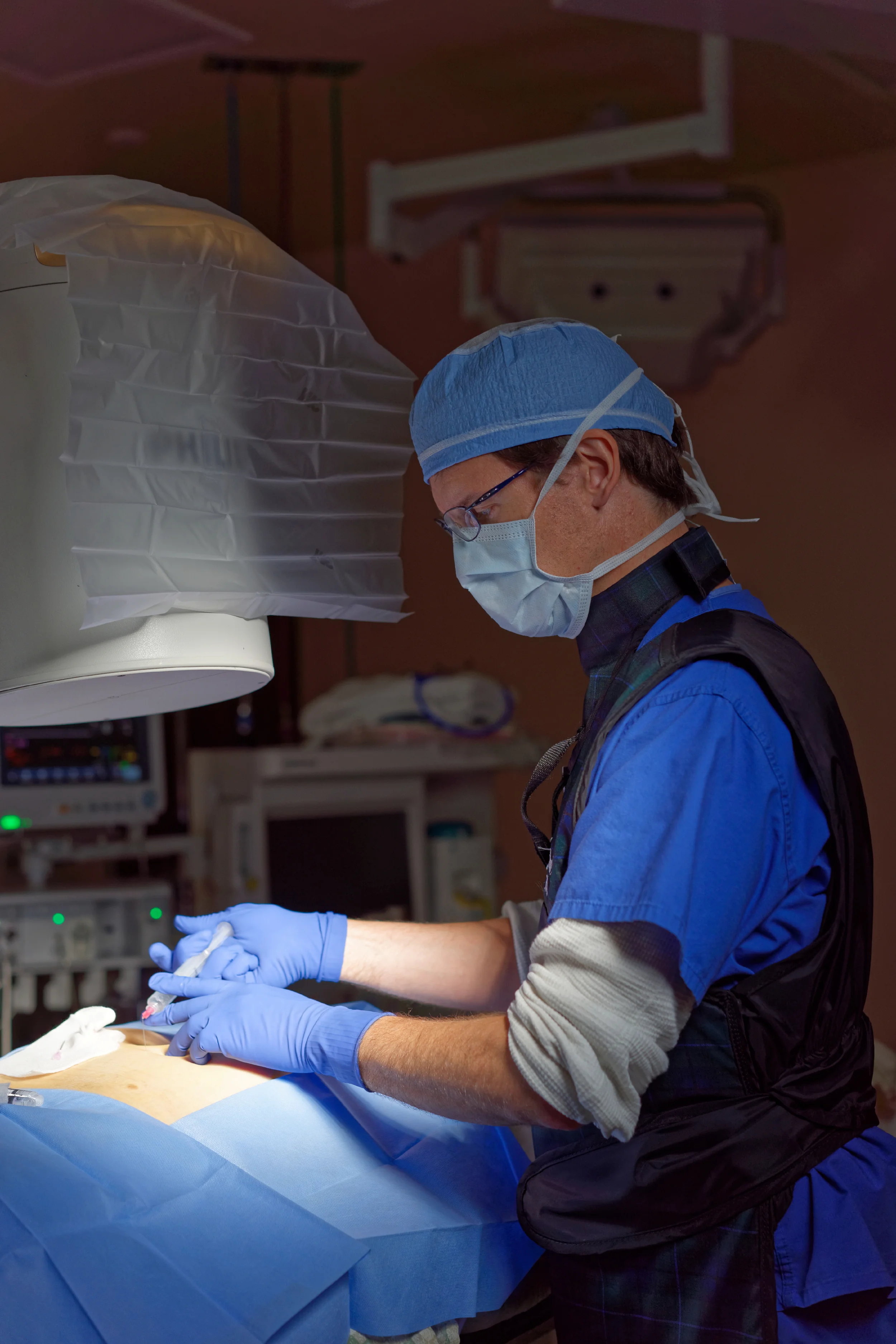 Dr. Franke performing fluoroscopy-guided injection
